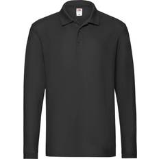 Fruit of the Loom Premium Poloshirt Met Lange Mouwen - Zwart