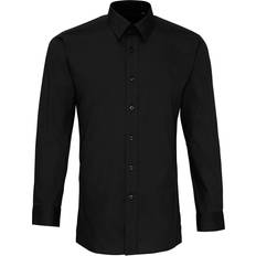 Premier Long Sleeve Fitted Poplin Work Shirt - Black