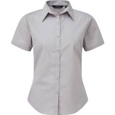 Silver - Women Shirts Premier Women's Short Sleeve Poplin Blouse - Silver