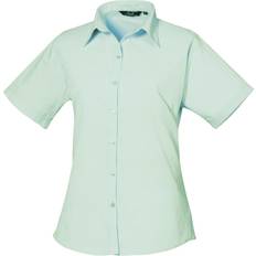 Premier Women's Short Sleeve Poplin Blouse - Aqua