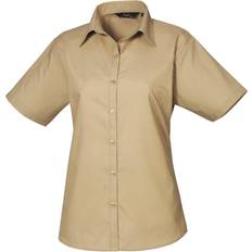 Premier Women's Short Sleeve Poplin Blouse - Khaki