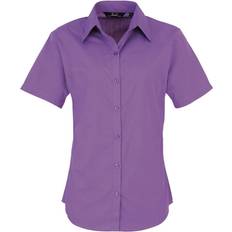 Premier Women's Short Sleeve Poplin Blouse - Rich Violet