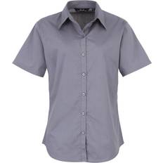 Premier Women's Short Sleeve Poplin Blouse - Steel