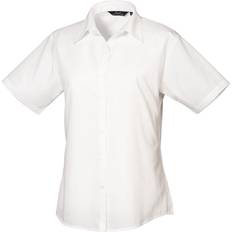 Premier Women's Short Sleeve Poplin Blouse - White