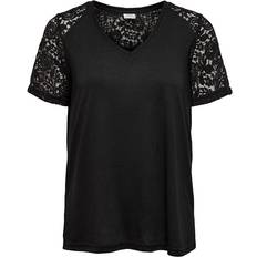 JDY Stinne Lace Short Sleeve T-shirt - Black