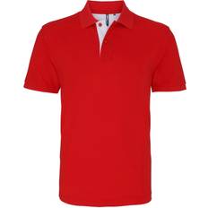 Red Polo Shirts ASQUITH & FOX Classic Fit Contrast Polo Shirt - Red/White