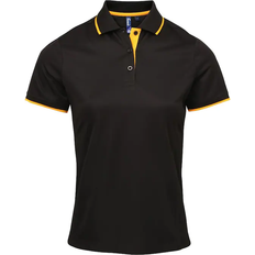 Premier Women's Contrast Tipped Coolchecker Polo Shirt - Black/Sunflower