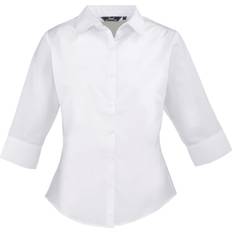 Premier Women's Poplin Three-Quarter Sleeve Blouse - White