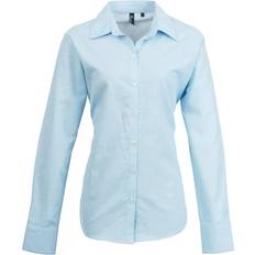 Premier Women's Long Sleeve Signature Oxford Blouse - Light Blue