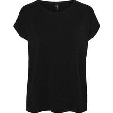 Vero Moda Camiseta De Manga Corta Lava Lurex Strip - Negro