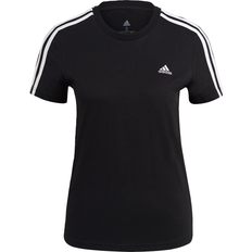 Donna - M Magliette Adidas Essentials Slim 3-Stripes - Black/White