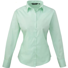 Turquoise - Women Shirts Premier Women's Long Sleeve Poplin Blouse - Aqua