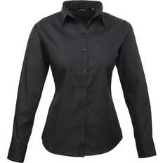 Premier Women's Long Sleeve Poplin Blouse - Black