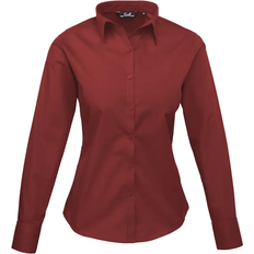 Premier Women's Long Sleeve Poplin Blouse - Burgundy