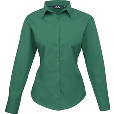Premier Poplin Blouse Met Lange Mouwen - Smaragd