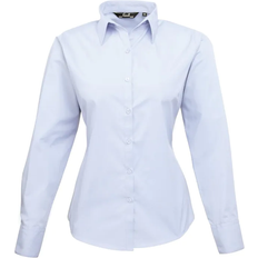 Premier Women's Long Sleeve Poplin Blouse - Light Blue