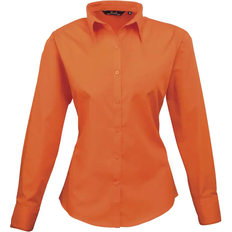 Orange - Women Shirts Premier Women's Long Sleeve Poplin Blouse - Orange