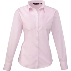 Pink - Women Shirts Premier Women's Long Sleeve Poplin Blouse - Pink