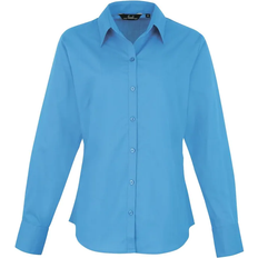 Turquoise - Women Shirts Premier Women's Long Sleeve Poplin Blouse - Sapphire