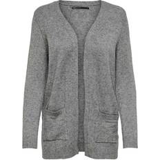 Polyester Cardigans Only Cardigans en maille Col en V Manches longues Coupe Plus Longue Gris Nell