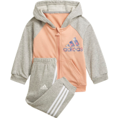 adidas Badge of Sport Full-Zip Hoodie Jogger Set - Ambient Blush/Medium Grey Heather (H28831)