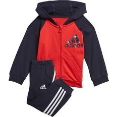adidas Badge of Sport Full-Zip Hoodie Jogger Set - Vivid Red/Legend Ink (H28832)