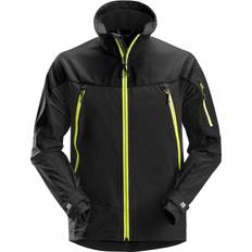 Musta - Softshell Takki Takit Snickers Workwear Flexiwork Full Stretch Jacket - Black/Neon Yellow