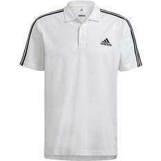 Polos Adidas Aeroready Essentials Pique Embroidered Small Logo 3-Stripes Polo Shirt - White/Black