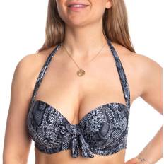 Missya Rose Strapless Halterneck Bikini Top - Black Patterned