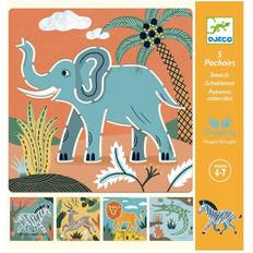 Éléphant Ensembles de créativité Djeco Cartoon Templates Wild Animals 5pcs