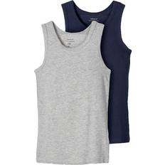 134/140 Mouwloze shirts Name It Tank Top 2-pack - Grey Melange (13163573)