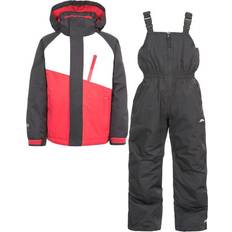 Mädchen - Schwarz Overalls Trespass Kid's Crawley Waterproof Ski Suit Set - Black/Red