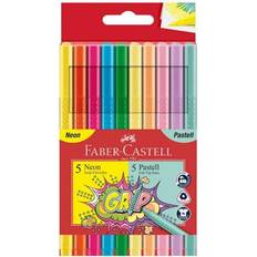 Filzstifte Faber-Castell Grip Felt Tip Pen Neon + Pastel Cardboard Wallet of 10