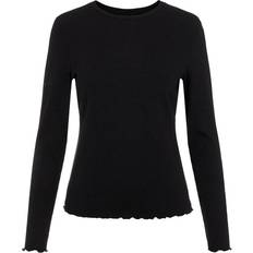 Object Ribbed Long Sleeved Top - Black