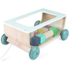 Legno Passeggini per Bambini Janod Sweet Cocoon Pull Along with Building Blocks