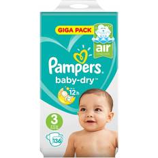 Pampers Toilettage et Bain Pampers Baby-Dry Taille 3, 136 Couches Blanc