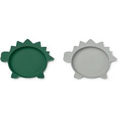 Grønne Tallerkener & skåler Liewood Dino Olivia Plate 2-pack