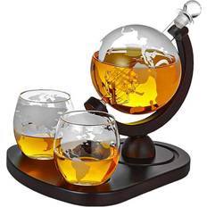 MikaMax Deluxe Globe Decanter Set Carafe à Whiskey 4pcs 0.85L