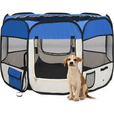 Perreras para perros - Perro Mascotas vidaXL Parque De Perros Plegable Bolsa De Transporte Azul 90x90x58 cm