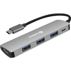 Sandberg USB C - 2xUSB A 2.0/USB A 3.0/HDMI/USB C 100W PD Adapter