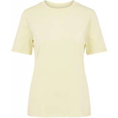 Pieces Ria Ss Fold Up Solid Tee - Beige
