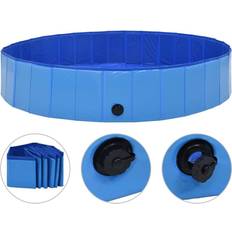 vidaXL Foldable Dog Swimming Pool Blue 63'x11.8' PVC