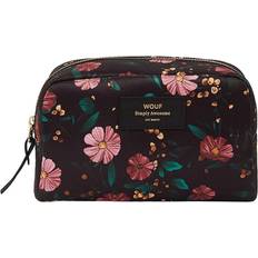 Wasserabweisend Kosmetiktaschen Wouf Makeup Bag - Black Flowers