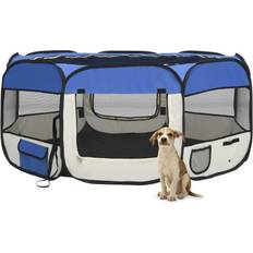 vidaXL Parc Pliable Pour Chien Avec Sac de Transport Bleu 145x145x61 cm