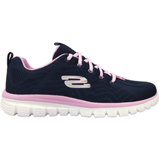 Skechers Bleu - Femme Chaussures Skechers Graceful Get Connected W - Navy/Hot Pink