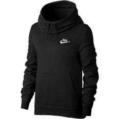 Nike Funnel-Neck Fleece Pullover Hoodie - Black/White