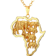 U7 Africa Elephant Necklace - Gold