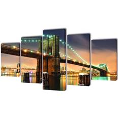 Lærred 100x100 vidaXL Brooklyn Bridge Vægdekorationer 100x100cm 5stk