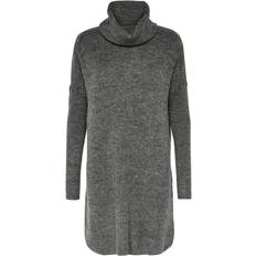 Only Abito-pull Cowlnck Dress Wool Knt Noos Vestito Grigio (Dark Grey Melange)