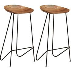 vidaXL Solid Acacia Wood Barstol 76cm 2stk